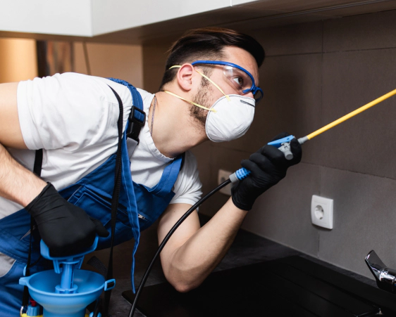 man wearing mask pest control service oroville ca